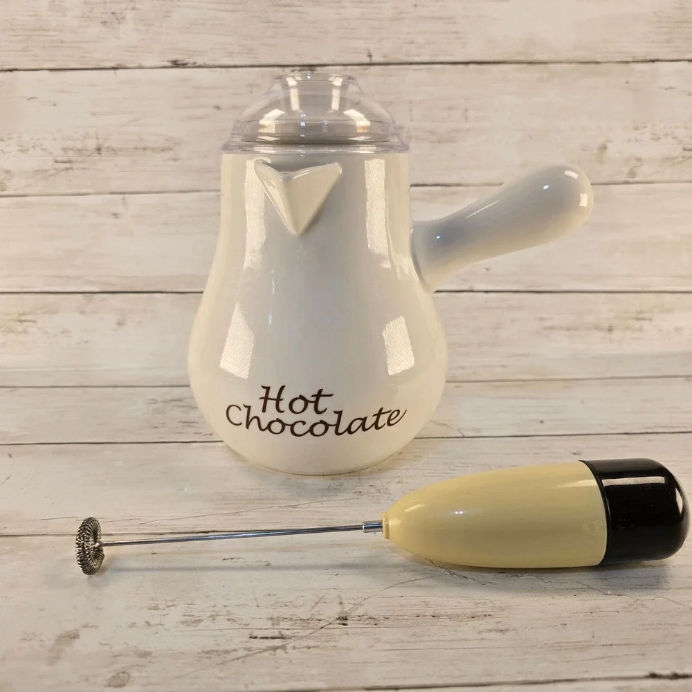 Williams-Sonoma Bonjour Hot Chocolate Ceramic Pitcher and Frother Set White